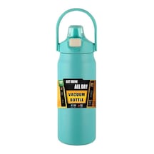 Nane Yeşili Taşınabilir Pipetli Termos 304 Paslanmaz Çelik Termal Kupa Bardak Kahve Fincanı Spor Termos Soğuk Ve Sıcak Su Şişesi 1000ml