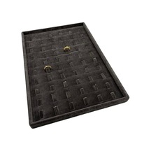 Yerli Üretim Süet Kumaş Siyah Renk 34/24 Cm Dikine Tırnaklı Çekmece İçi Yüzük Tablası Çok Renkli