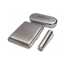 Metal Tabaka Kutulu Clipper Çakmak Set
