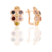 Söğütlü Silver Gümüş Rose Renkli Taşlı Küpe Barcode Gold - Rose Gold - Rodyum