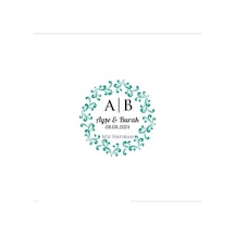 Çiçek Desenli Kare Mühür Kına Nişan Düğün 3x3 Cm Özel Etiket / 50 Adet Sticker Beyaz