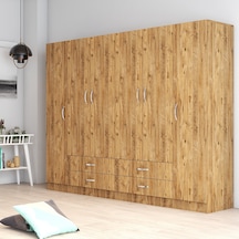 tanmob 6 Kapılı Dört Çekmeceli Geniş Gardrop Çam - Grd0802