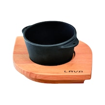 Lava Döküm Yuvarlak Sufle / Sos Kabı ve Ahşap Altlığı. Çap(Ø)8cm.