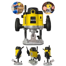 Schatz 1400 Watt Profesyonel Elektrikli Devir Ayarlı Çift Kollu Formika Freze Traşlama Makinesi 8mm Pens Sarı