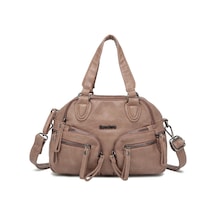 Smart Bags Pudra Küçük Boy Çok Cepli Uzun Askılı Kadın Günlük El Ve Omuz Çantası Vizon