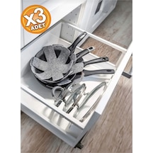 3 Adet Kalın Tava,tencere Ve Bor Cam Koruyucu Düzenleyici Çizdirmez Elyaf Keçe 30x30 Antrasit