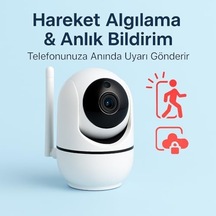 Wifi Akıllı Güvenlik Kamerası 360 Görüş Hareket Algılama & Anlık Bildirim Gece Görüşü 7/24 Uzaktan İzleme & Bulut Depolama Destekli
