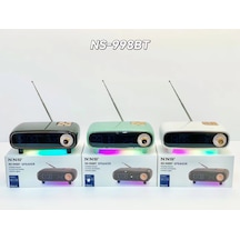 Nns Ns-998bt Bluetooth Çok Fonksiyonlu Hoparlör, Led Ekranlı Çalar Saat, Sıcaklık Göstergeli Fm Radyo Ve Rgb