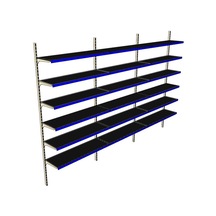 6 Katlı 3'lü Duvara Monte - Standart Market Rafı Kırmızı-40x95 Cm Kırmızı