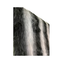 Zp Uzun Tüylü, Ithal Siyah Gri Kurt Desen Peluş Kumaş 100x150cm Siyah Gri Siyah Gri