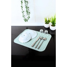 Silikon Kaydırmaz Bulaşık Matı Büyük Boy Çok Amaçlı Kaydırmaz Kurutmalık, Buzluk Halısı 40x30 Cm Yeşil