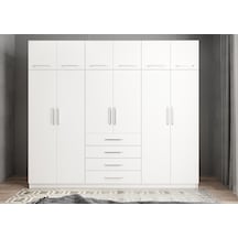 Biray 6 Kapaklı Gardırop Dolap Beyaz 240 Cm Montaj Dahil
