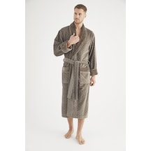 Jakarlı %100 Cotton Erkek Bornozu Haki