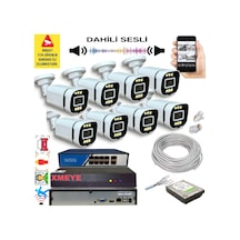8 Li Yapay Zeka Destekli 5 Mp Görüntü Poe Bağlantılı Sesli 6 Warm Led Gece Renkli Ip Kamera Seti 4386ws