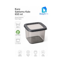 Kare Saklama Kabı 650 Ml Siyah 11 11 8,5 Cm