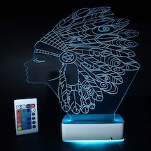 Özel Tasarım Kızılderili 3D Led Lamba