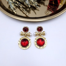 Bordo Vintage Tasarım Küpe