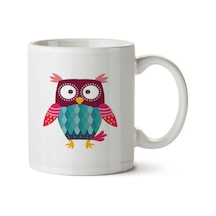 Owl Baykuş Owl Baykuş İki Tarafı Baskılı Kupa Bardak Çok Renkli