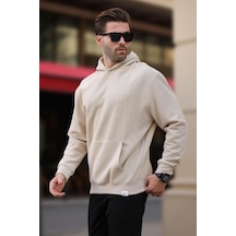 Madmext Bej Kapüşonlu Cep Detaylı Sweatshirt 7095 Bej