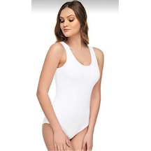 Tutku Kadın 12"li Kalın Askılı Pamuklu Likralı Kancalı Çıtçıtlı Body Zıbın 0149 Beyaz