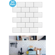 Trendpoint 3d 30 30cm Mutfak Tezgah Arkası Kaplama Kendinden Yapışkanlı Beyaz Seramik Görünüm Banyo