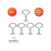 Eta Portmanto Askısı, Metal Vestiyer Askısı, Krom, Duvar Ve Dolap Askılığı 5'li Set Vidalı