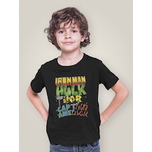 Sevbano Ironman, Hulk Thor, Kaptan Amerika Baskılı Unisex Avengers Film Ç Siyah