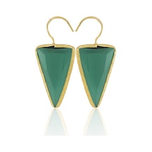 Kadir Jewellery 22 Ayar Altın Kaplama Vintage Küpe -el İşçiliği Ve Hipoalerjenik Küpe Koyu Yeşil 19813484