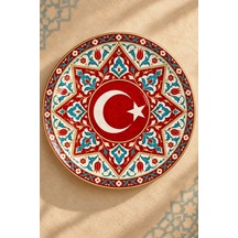 Dekoratif Duvar Tabağı Ay Yıldızın İzleri Dekorlu Seramik Tabak Bej
