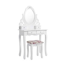 Songmıcs Makyaj Masası, Ayna Ve Tabure Ile Oyuk Makyaj Masası, 4 Çekmece, Eğim Koruması, Beyaz Rdt04w, 75 X 40 Cm Açık Kahverengi