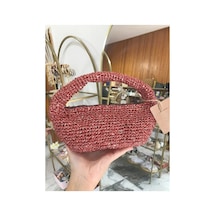 Linalya Jewelry El Yapımı Tasarım Simli Çanta Kırmızı