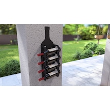 Şarap Şişesi Duvar Rafı Metal Desenli