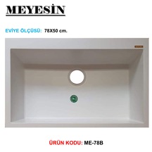 Meyesin ME-78 Granit Tek Gözlü Mutfak Evyesi Beyaz 78 x 49 CM
