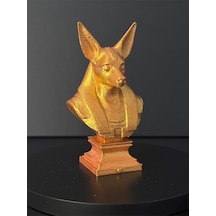 Antik Altın Renkli Anubis Büstü Dekoratif Obje Mısır Temalı Heykel