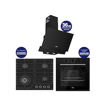 Flowart Turbolu Silenart QBL62CS - NT025WFA - D063SA Siyah Cam Ankastre Set