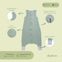 Diawoo Cocoon Walker 4 Mevsim Merino Uyku Tulumu,%100 Merino-Organik Pamuk,2-7 Yaş Haki Haki 2 - 4 Yaş