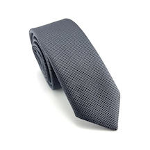 Pierroni Füme Oxford Desen Slim Kravat Füme