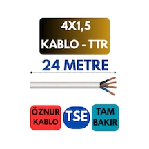 Öznur 4x1,5 Ttr Kablo Metre Seçenekli Beyaz - 24 Metre