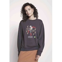 Undertale Baskılı Füme Antrasit Kadın Sweatshirt (528410978)