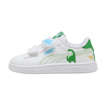 405637-01 Puma Smash 3.0 Dino V Inf Bebek Spor Ayakkabı Beyaz 405637-01 Beyaz - Yeşil