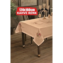 Dijital Baskılı Kanaviçe Tek Masa Örtüsü 120x160cm Kahve Renk Diğer