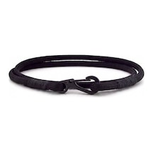 Siyah Paracord Metal Kanca Iki Sira Sarma Erkek Bileklik M011K Gri