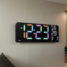 Wangxi 1 Adet 16 İnç Büyük Dijital Duvar Saati Siyah Rgb Alarm 4 Seviye Parlaklık Uzakt Siyah