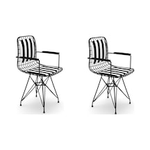 Knsz kafes tel sandalyesi 2 li mazlum syhtuan kolçaklı sırt minderli ofis cafe bahçe mutfak