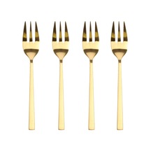 Bıtz Pasta Çatalı 4 Adet Paslanmaz Çelik Pirinç Rengi Açık Bej