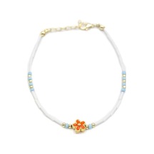 Royaleks Boncuklu Çiçek Halhal - Turuncu Çok Renkli