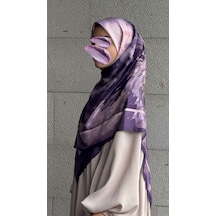 Qalortex Scarf Pamuklu Soft Luna Desen Eşarp-lila