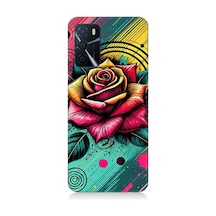 Oppo A55 Uyumlu Neon Gül Renk Patlaması Desenli Silikon Kılıf Çok Renkli