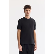 Avva Erkek Siyah Bisiklet Yaka Pamuklu Elastan Regular Fit T-shirt A61y1023