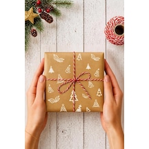 10lu Ambalaj, Paket Kağıdı, 70x100 Cm Çam Desenli, Kraft-beyaz Tek Ebat Diğer